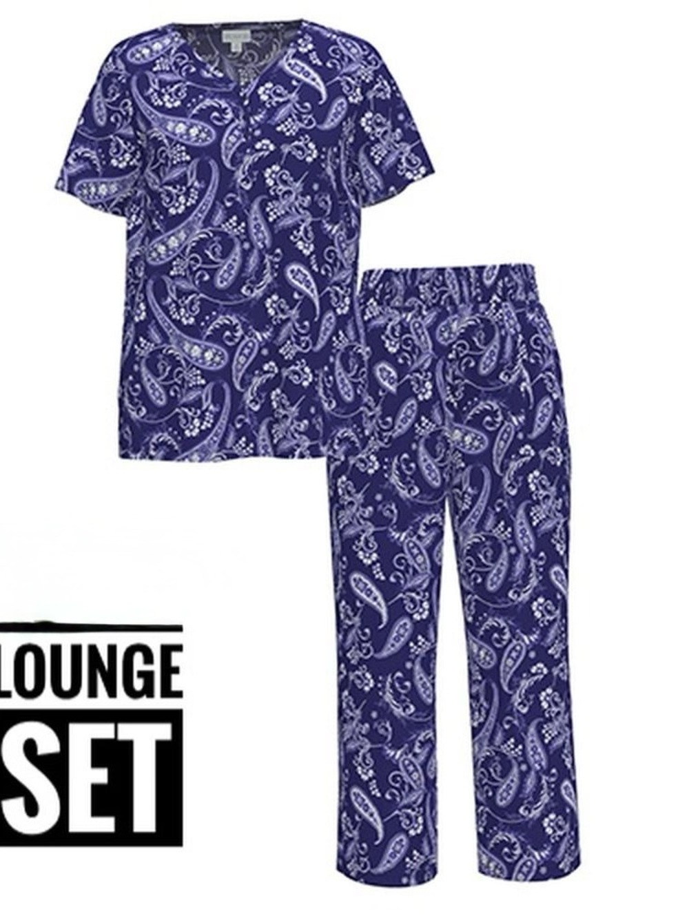 LuLaRoe Navy and White Paisley Pajama Set